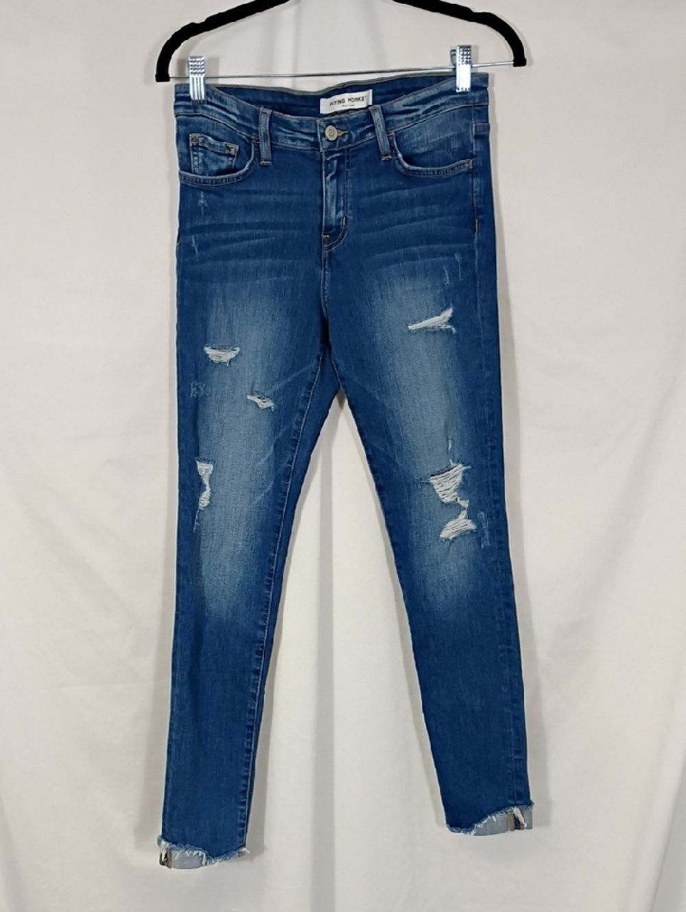 EUC Flying Monkey Platinum Distressed Skinny Jeans Women's Size 27 Denim
